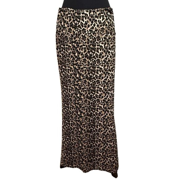 NWT Elleven Leopard Print Crop Top Maxi Skirt Set Two-Piece Brown Black Small - Picture 2 of 6